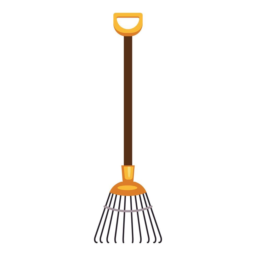 Leaf rake icon, cartoon style vector