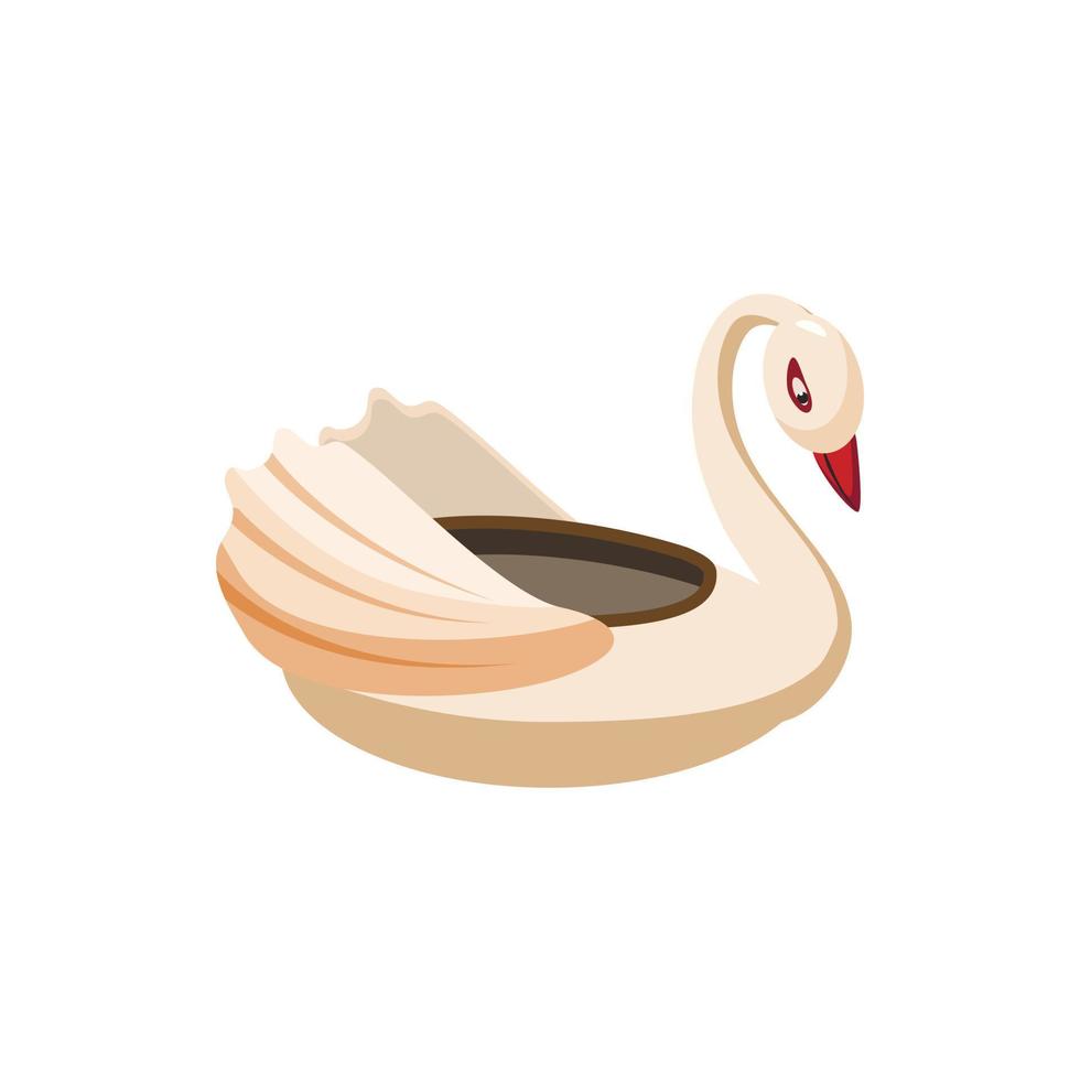 Icono de cisne de barco de parachoques, estilo de dibujos animados vector