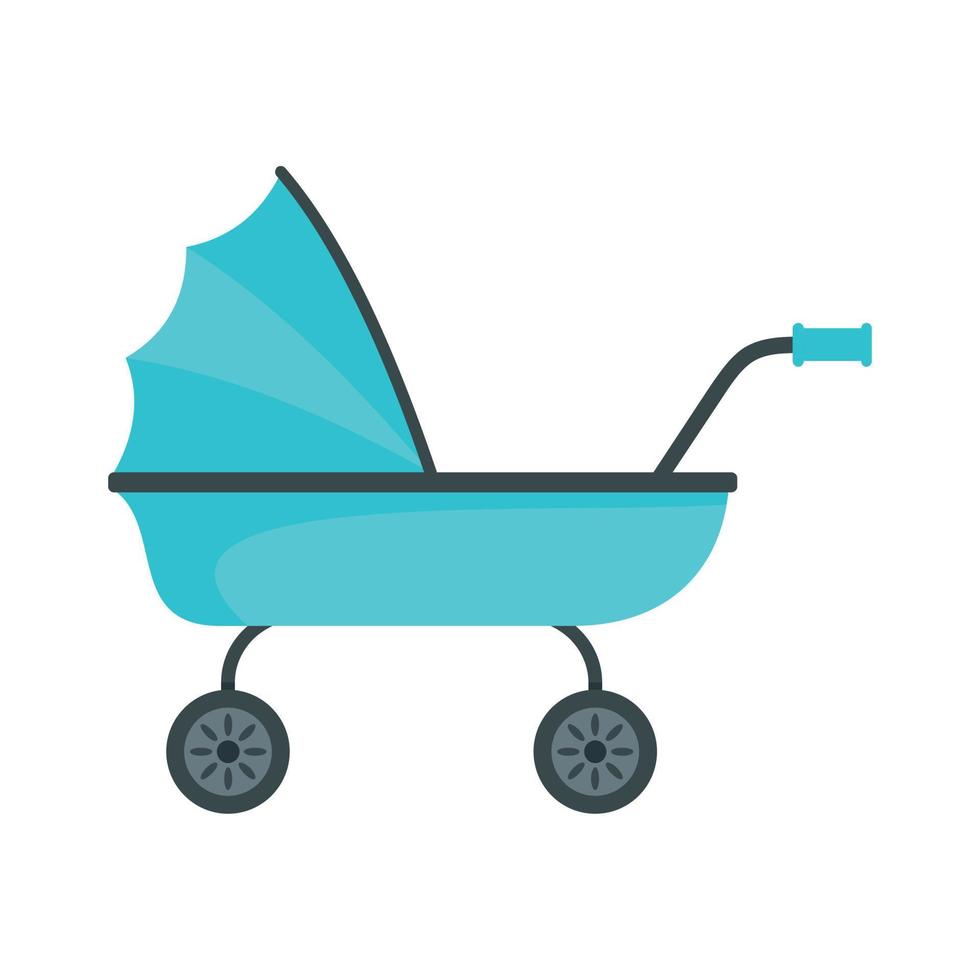 icono de carrito de bebé, estilo plano vector