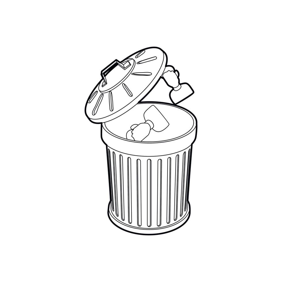 Resume thrown away in the trash can icon vector