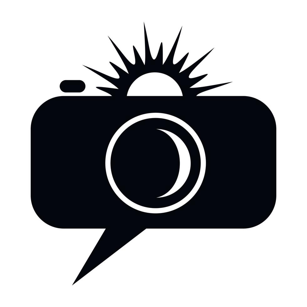 Black camera icon, simple style vector