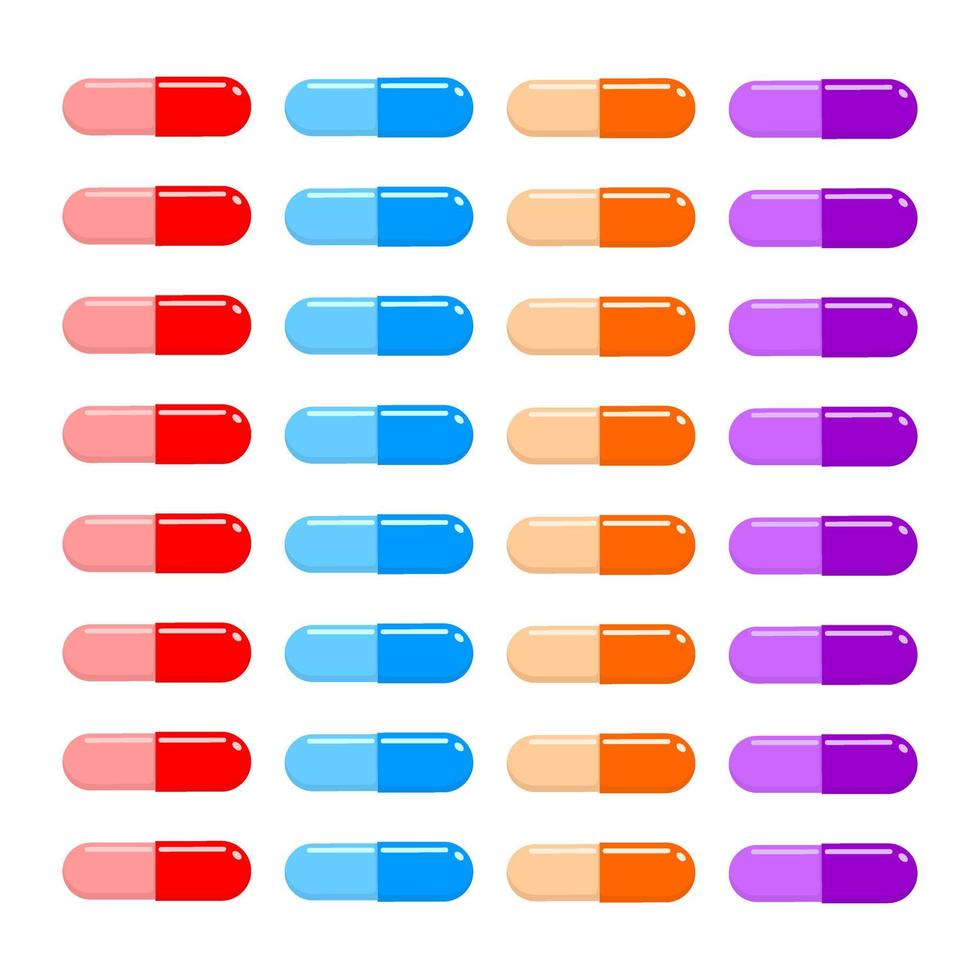 Stickers of capsules for pill tracker planner isolated on white background. Printable design vector