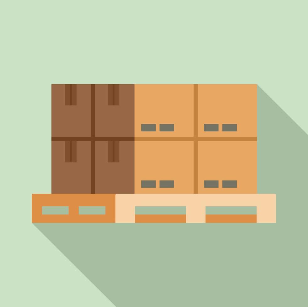 Box on pallet icon, flat style vector