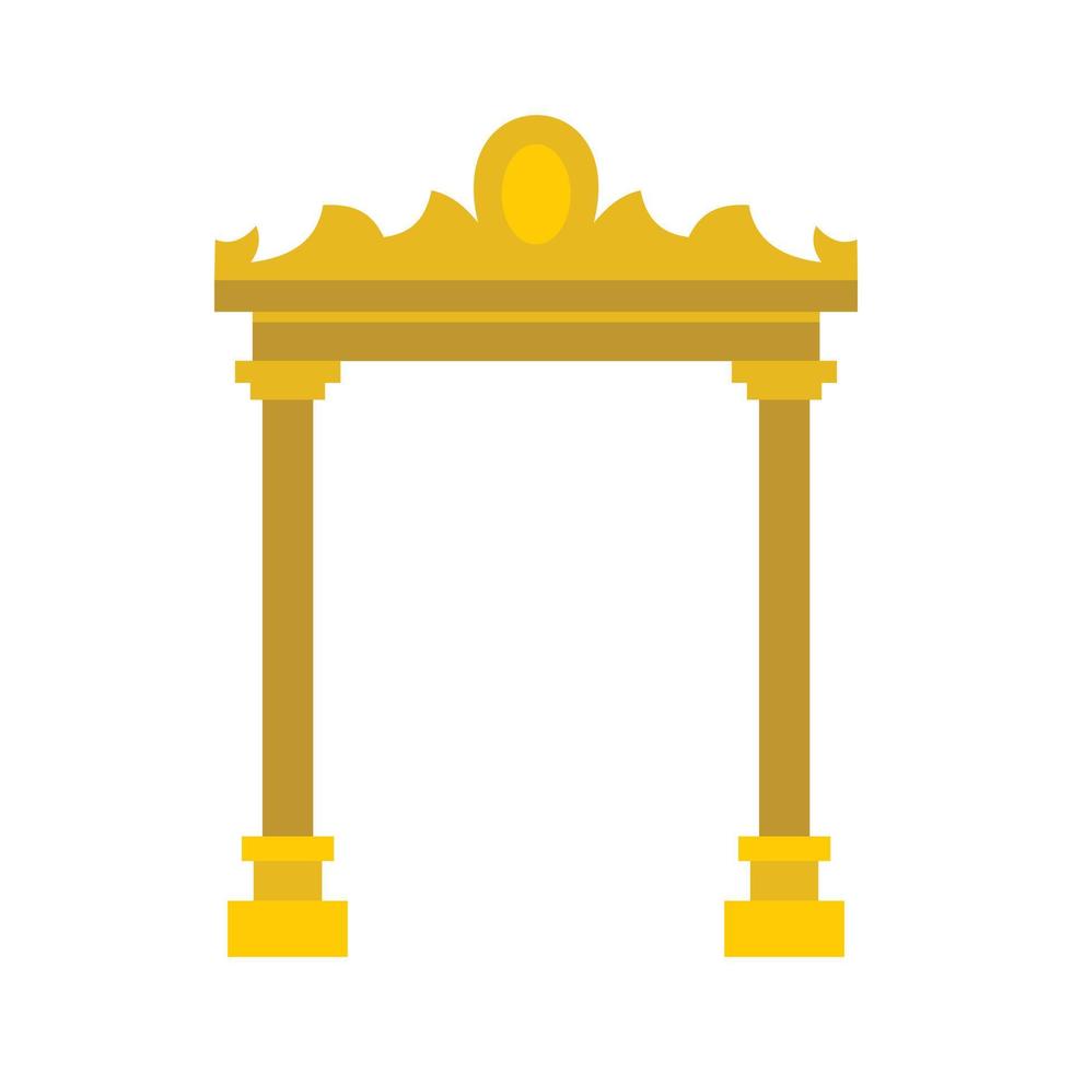 icono de arco antiguo dorado, tipo plano vector