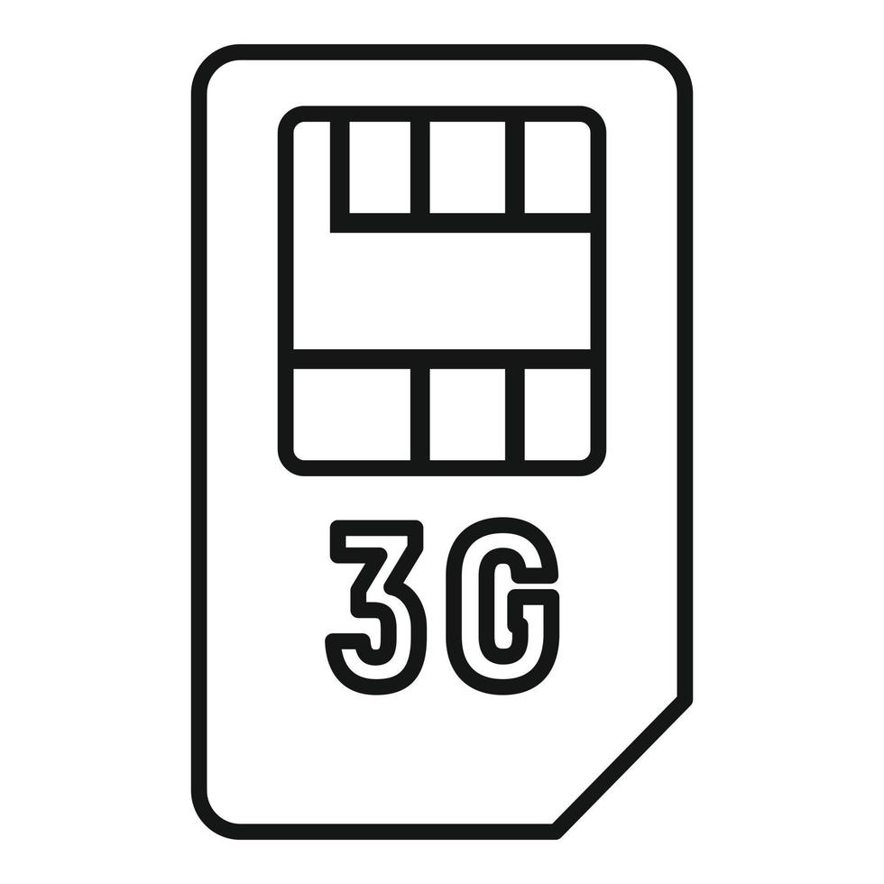 Icono de tarjeta sim 3g, estilo de esquema vector