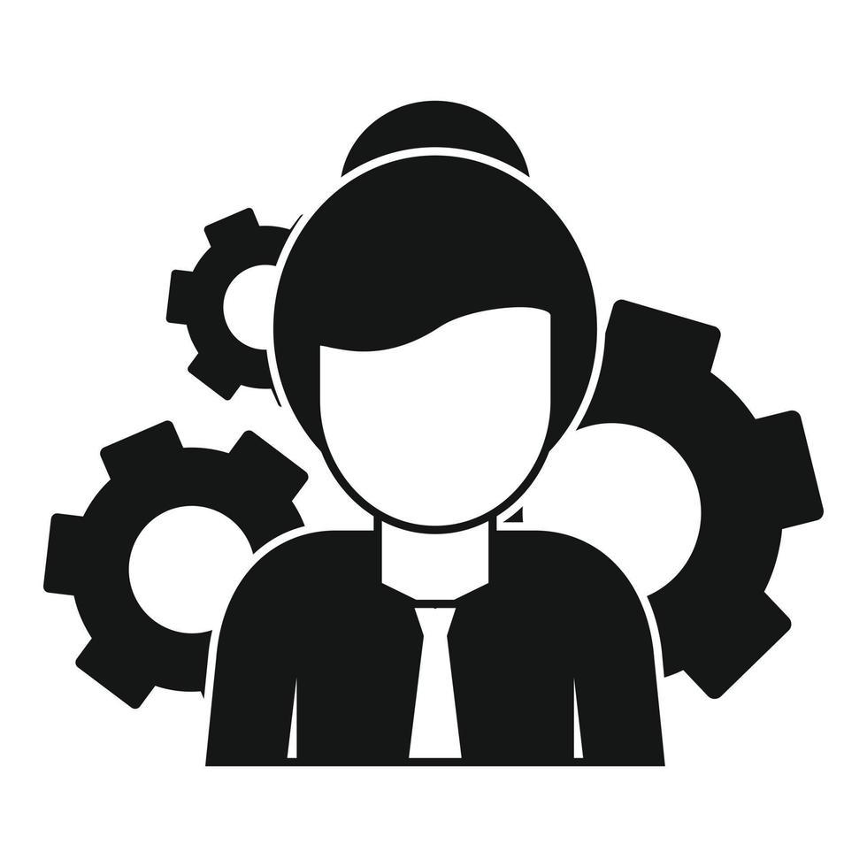 Woman managing skills icon, simple style vector