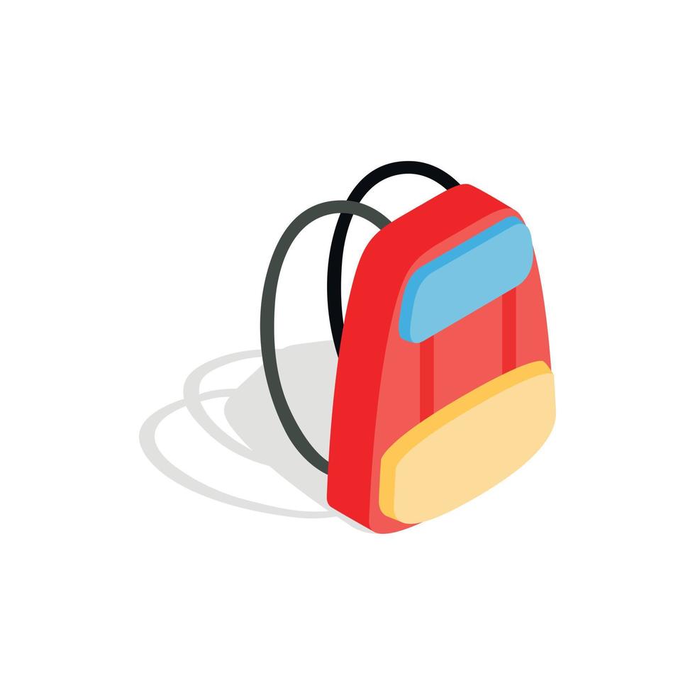 icono de mochila escolar, estilo 3d isométrico vector