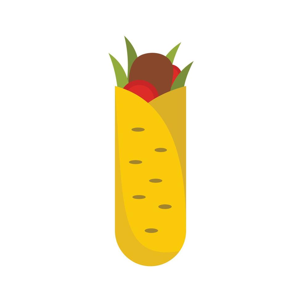 icono de shawarma, tipo plano vector