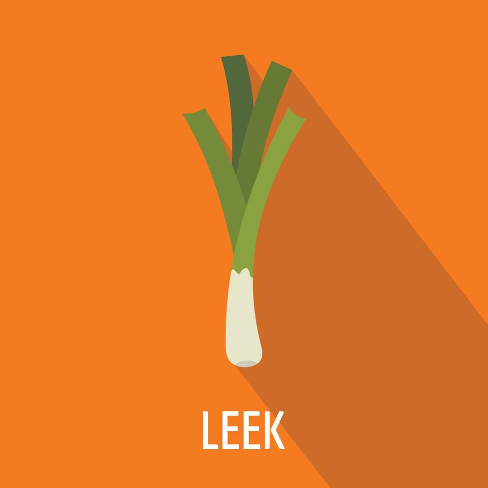 Leek icon, flat style. vector