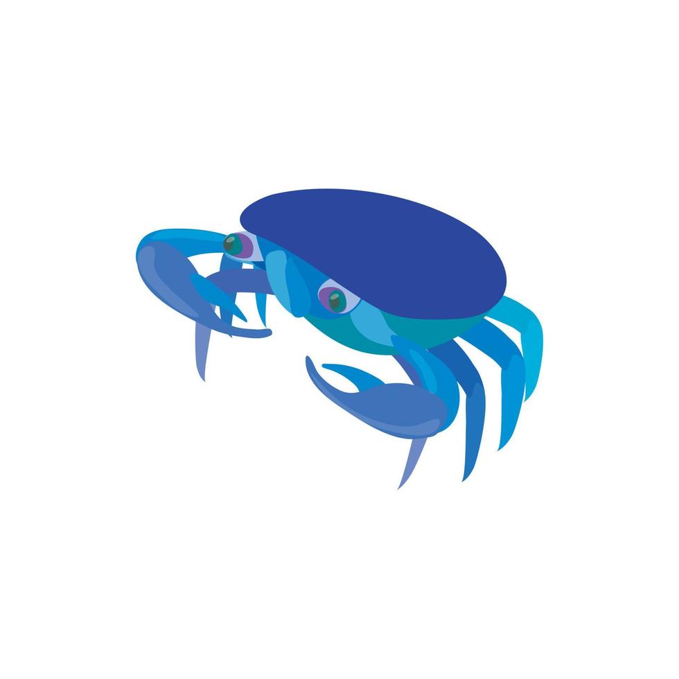 Blue crab icon, cartoon style vector