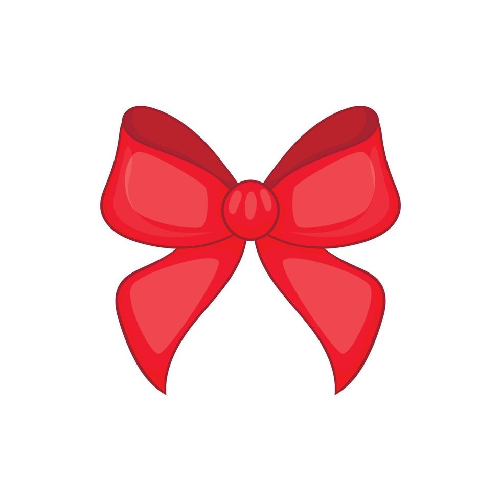 Red bow icon, cartoon style vector