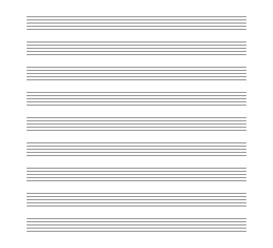 Music blank note stave. Blank classical music paper sheet for school. Note book line grid for melody and songs. Vector illustration isolated on white background