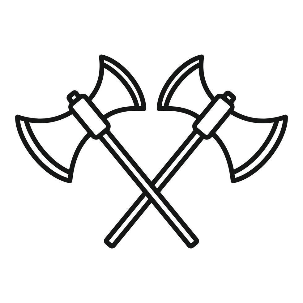 Medieval crossed axe icon, outline style vector