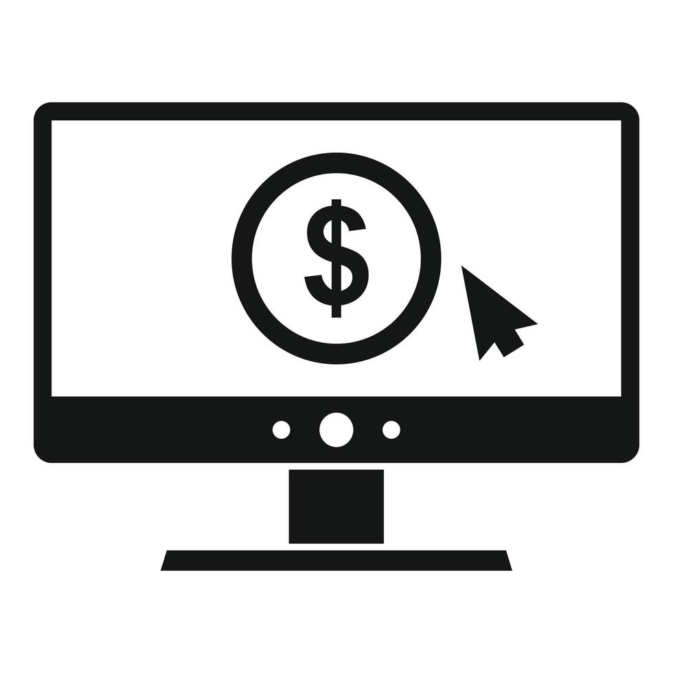 Web money monitor icon, simple style vector