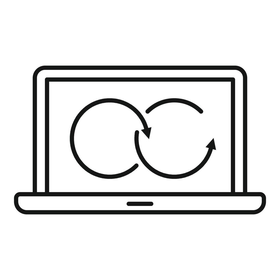 Restore laptop links icon, outline style vector