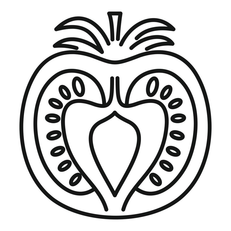 Half tomato icon, outline style vector
