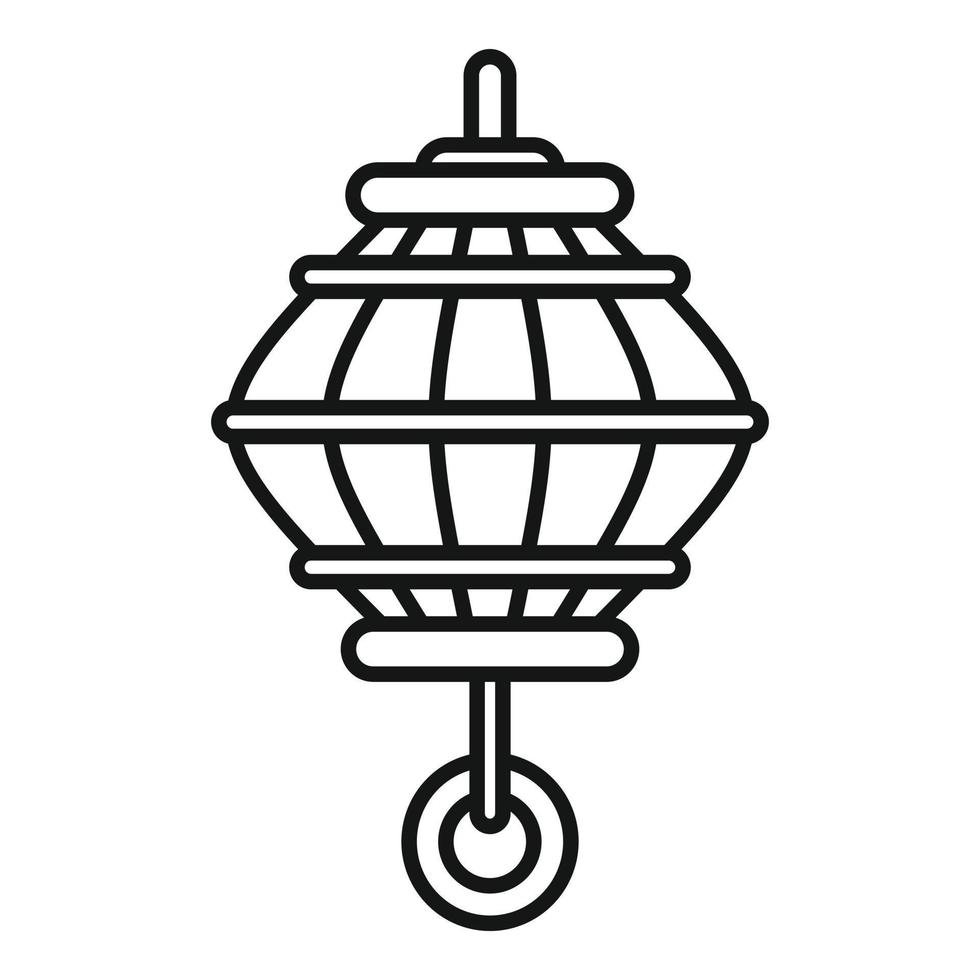 Oriental lantern icon, outline style vector