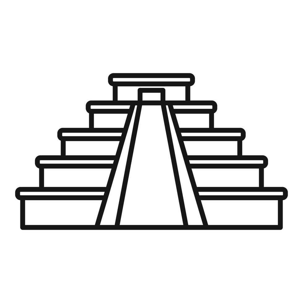 icono de pirámide mexicana, estilo de esquema vector