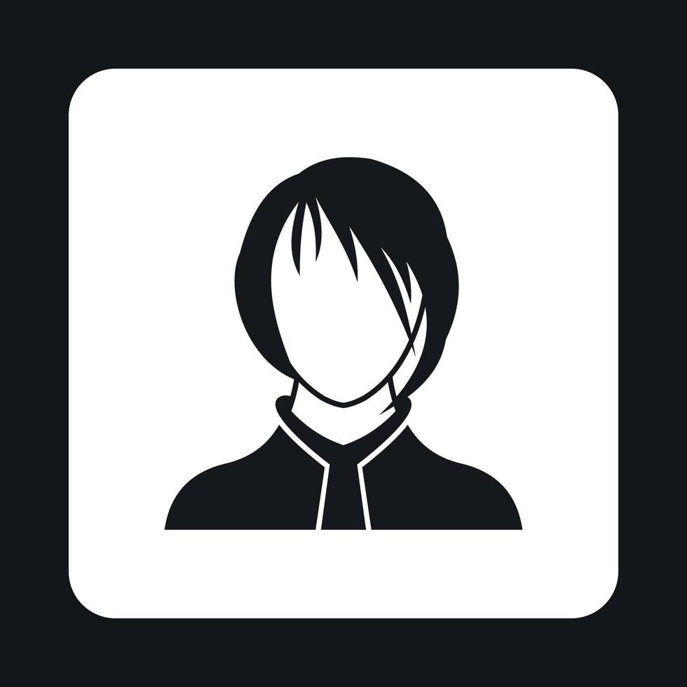 Woman with bangs avatar icon, simple style vector