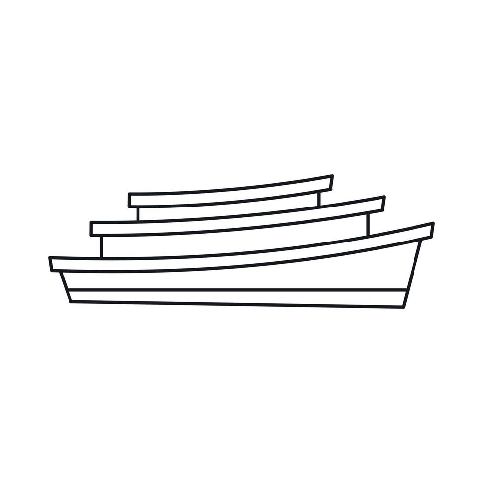 Wooden boat icon, outline style vector