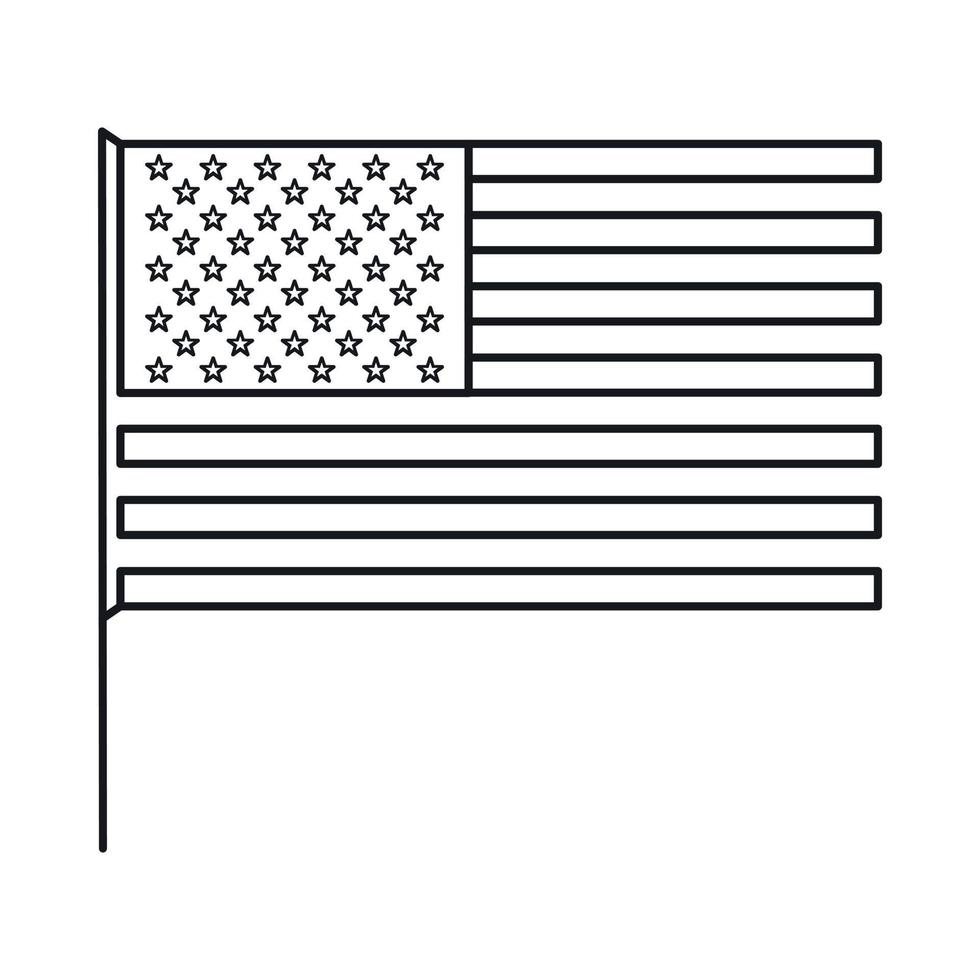 American flag icon, outline style vector