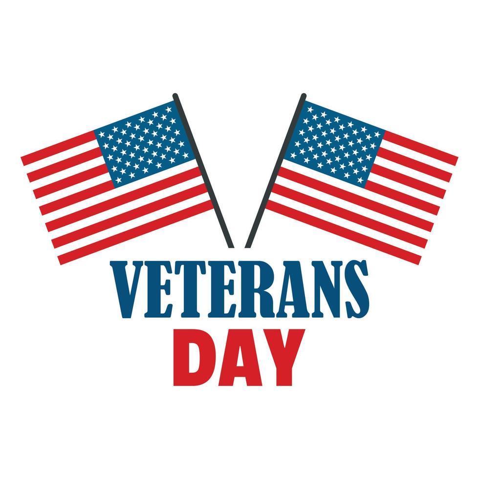 logotipo del día de los veteranos de la bandera de estados unidos, estilo plano vector
