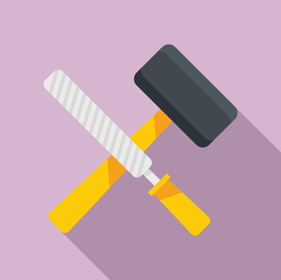 icono de herramientas de martillo de reconstrucción, estilo plano vector