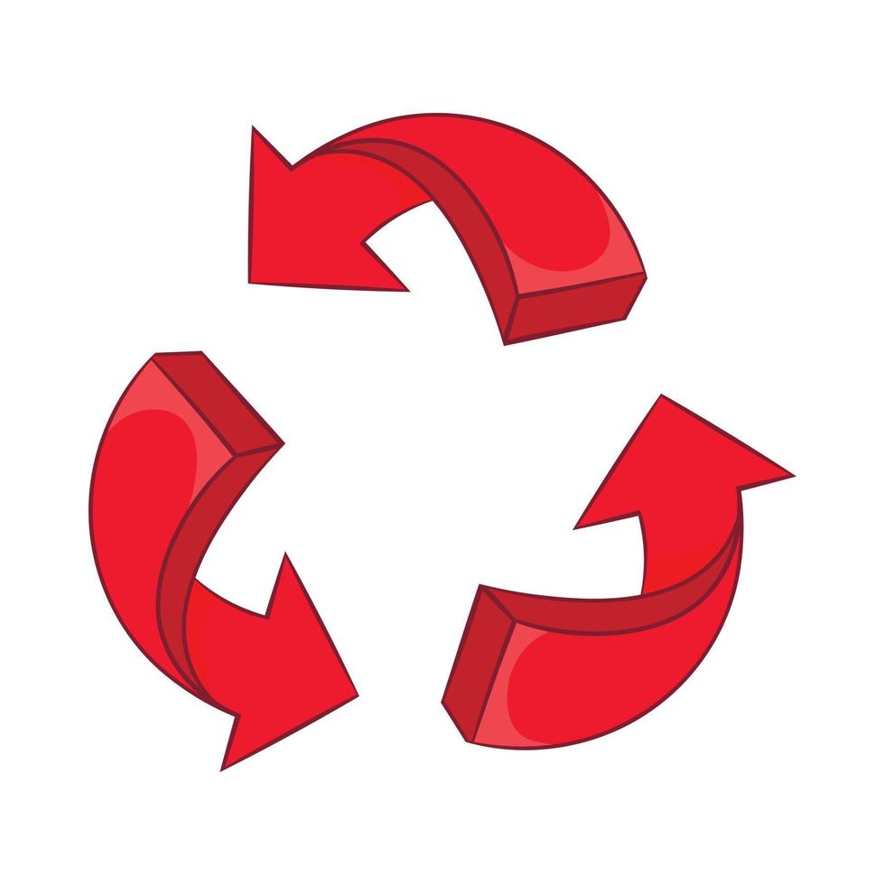 icono de reciclaje de flecha roja, estilo de dibujos animados vector