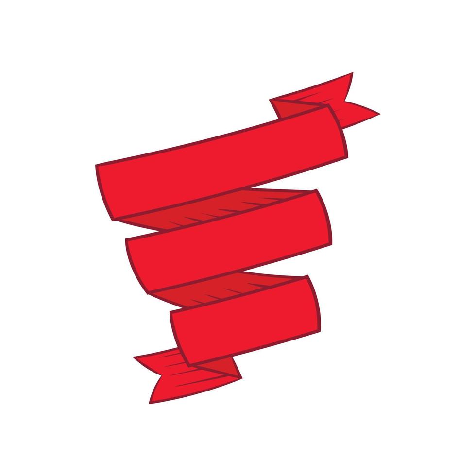 Decorative red ribbon icon, cartoon style vector