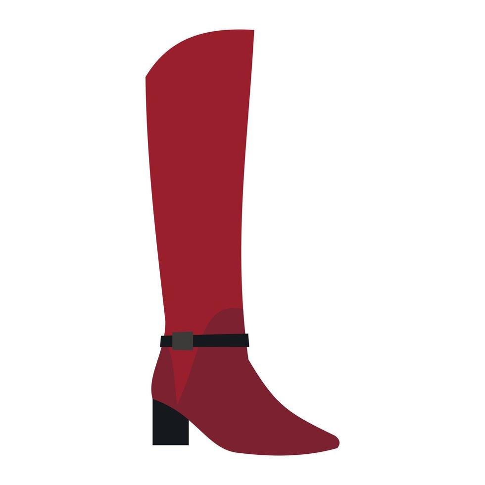 icono de botas de moda roja femenina, estilo plano vector