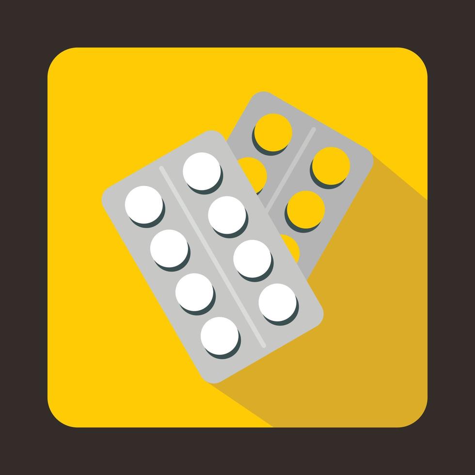 Pills in package icon, flat style vector