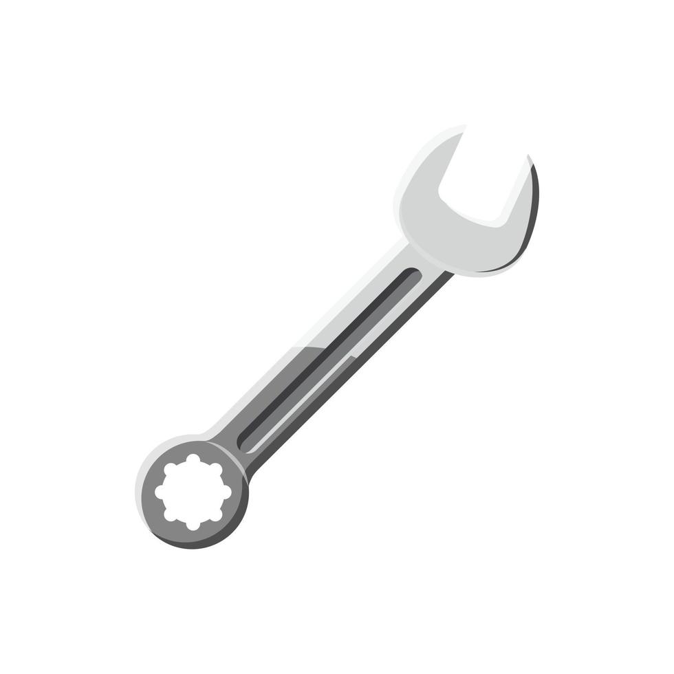 Spanner tool icon in cartoon style vector