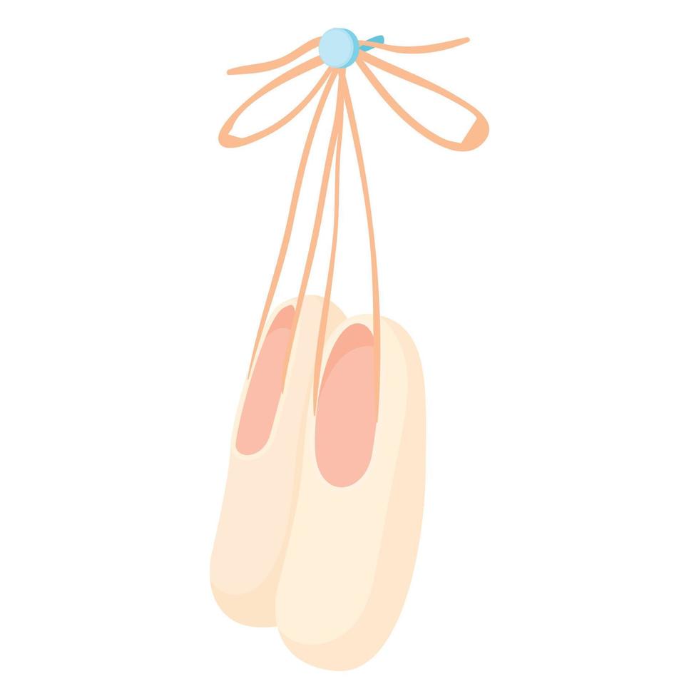 Hanging ballet shoes icon, cartoon style vector