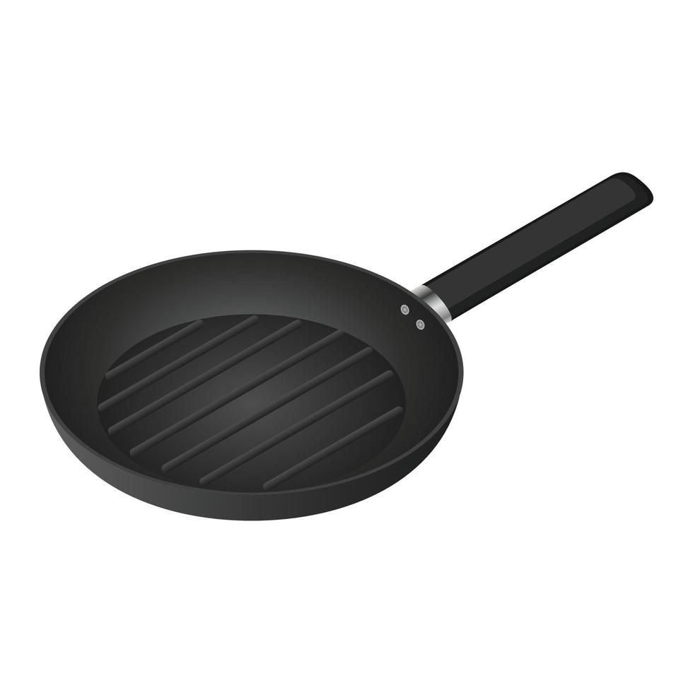 Frying pan icon, isometric style vector