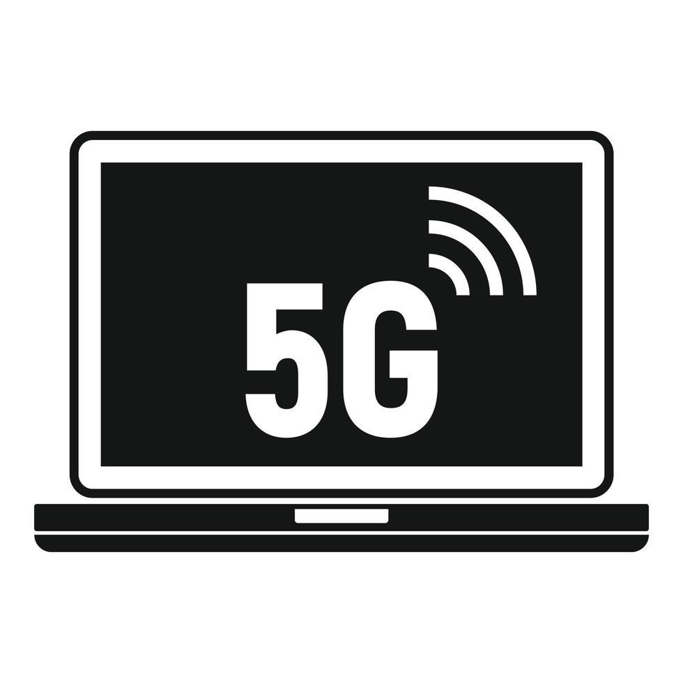 Icono de portátil 5g, estilo simple vector