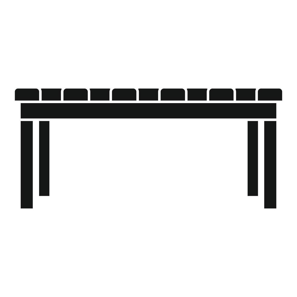 Wood long yard bench icon, simple style vector