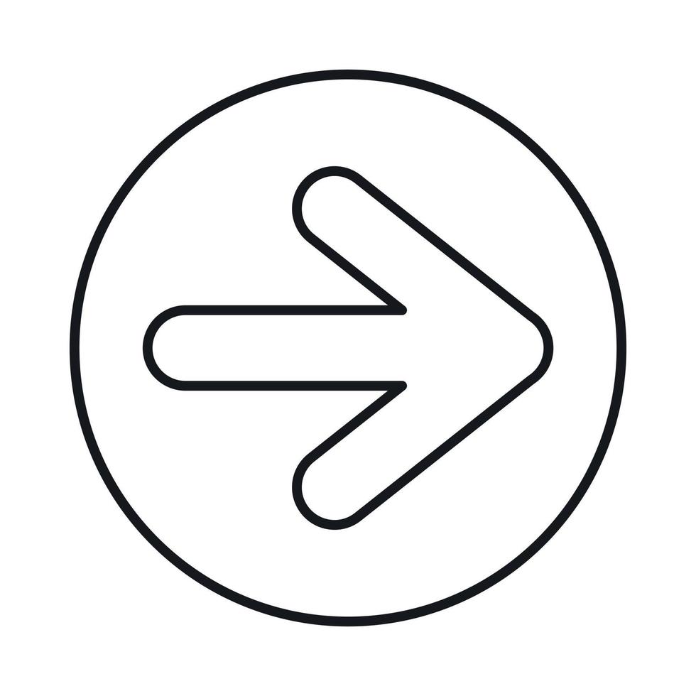 Button with arrow right icon, outline style vector