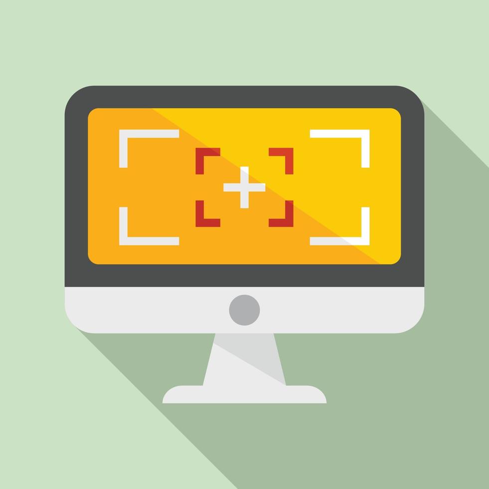 Computer screen recording icon, flat style vector