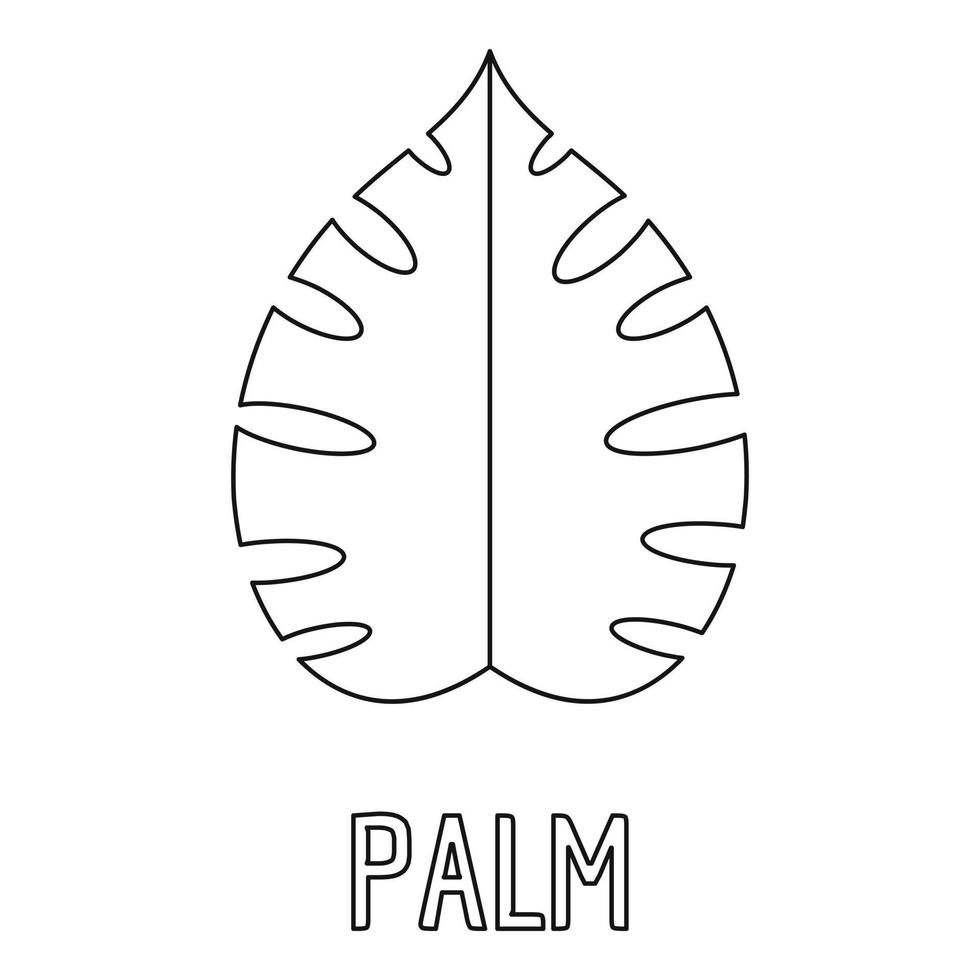 Palm leaf icon, outline style. vector