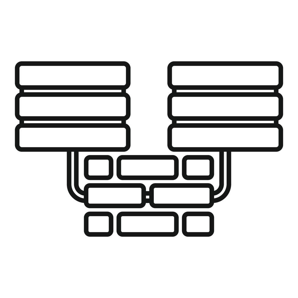 Server firewall icon, outline style vector