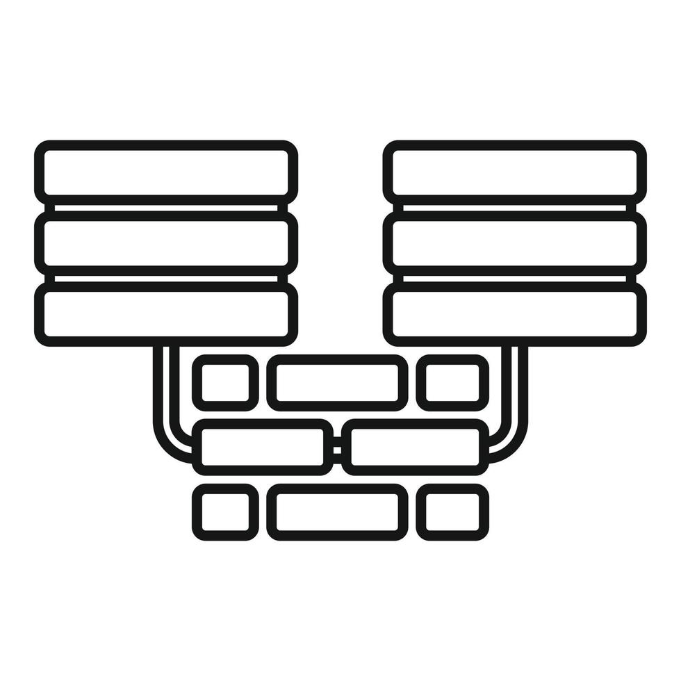 Server firewall icon, outline style vector