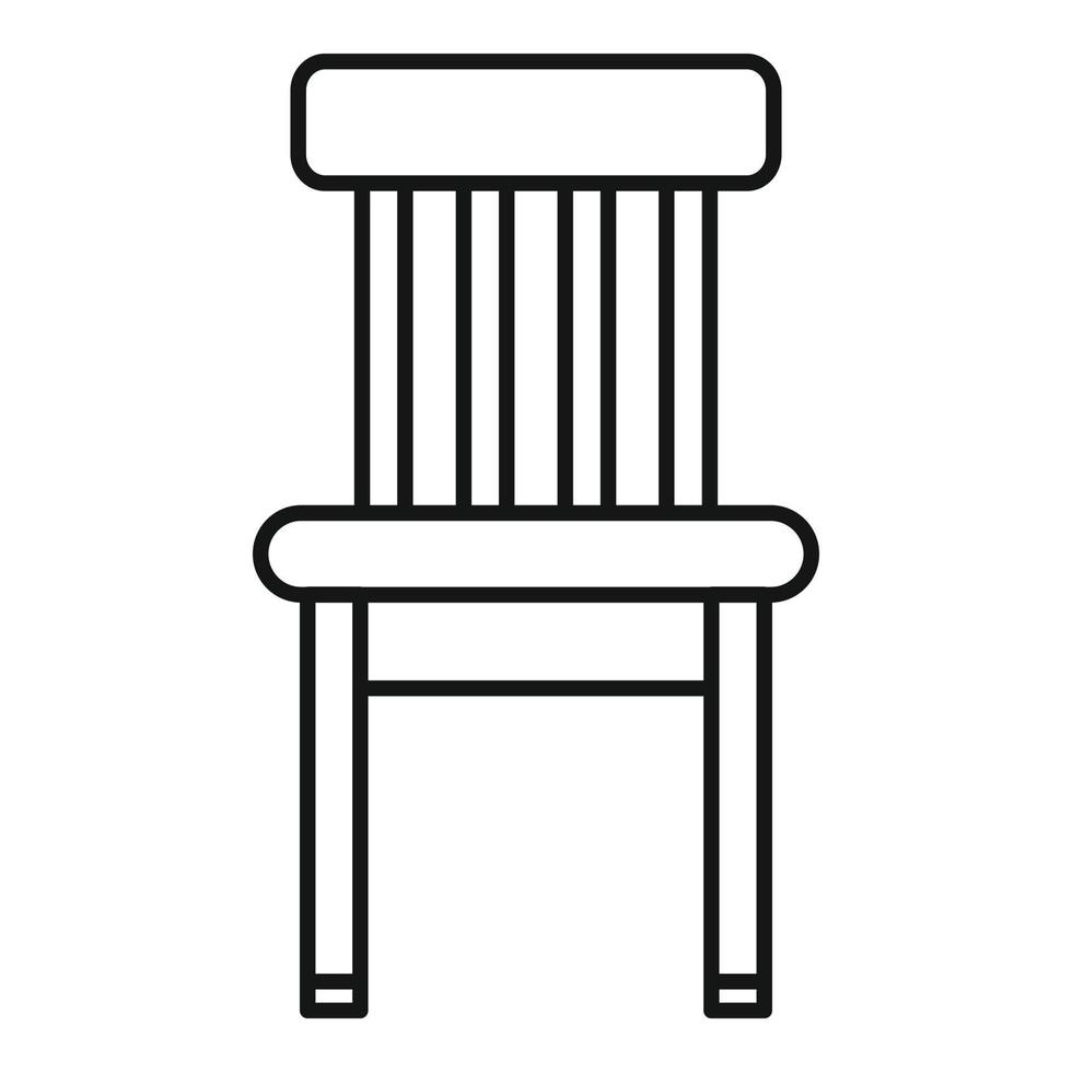 icono de silla clásica de madera, estilo de esquema vector