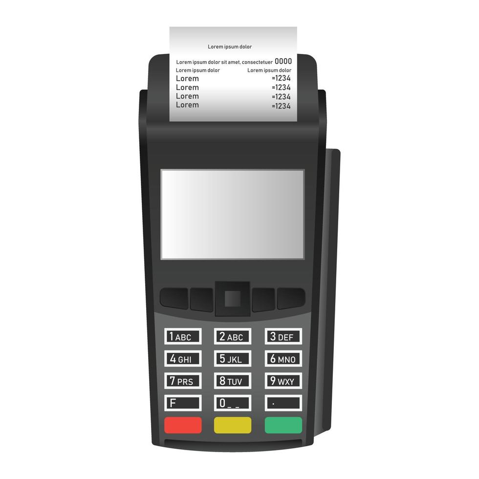 Pos terminal icon, realistic style vector