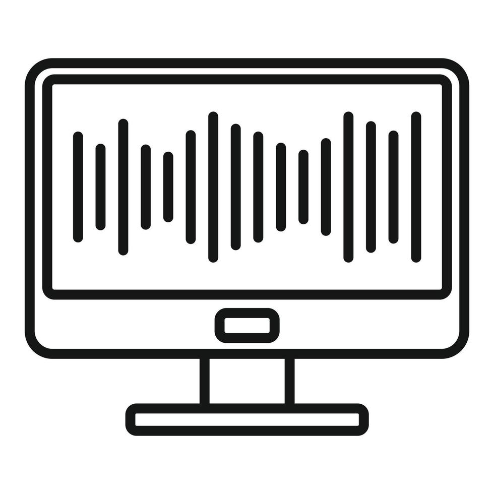 Monitor music equalizer icon, outline style vector