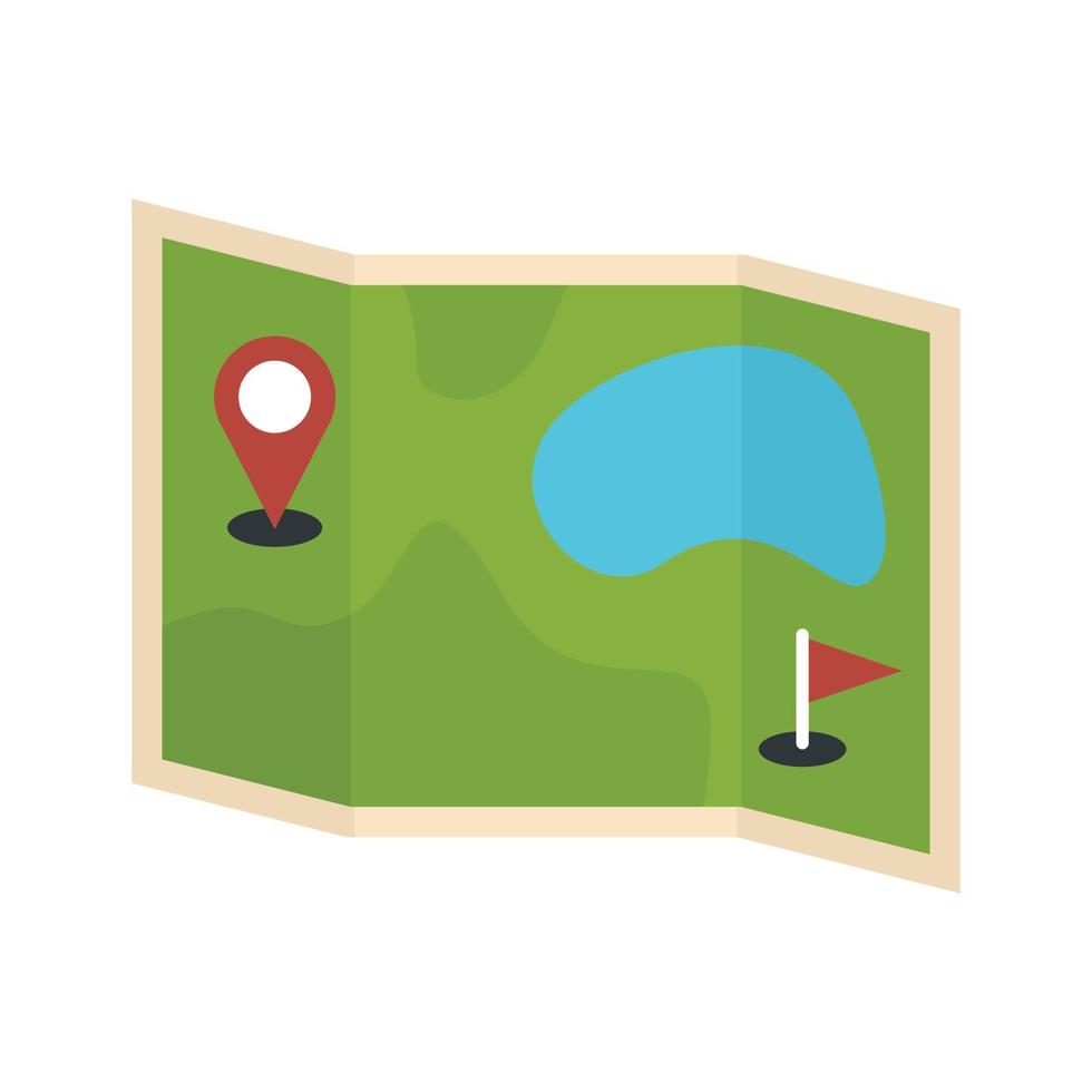 icono de mapa de campo de golf, estilo plano vector