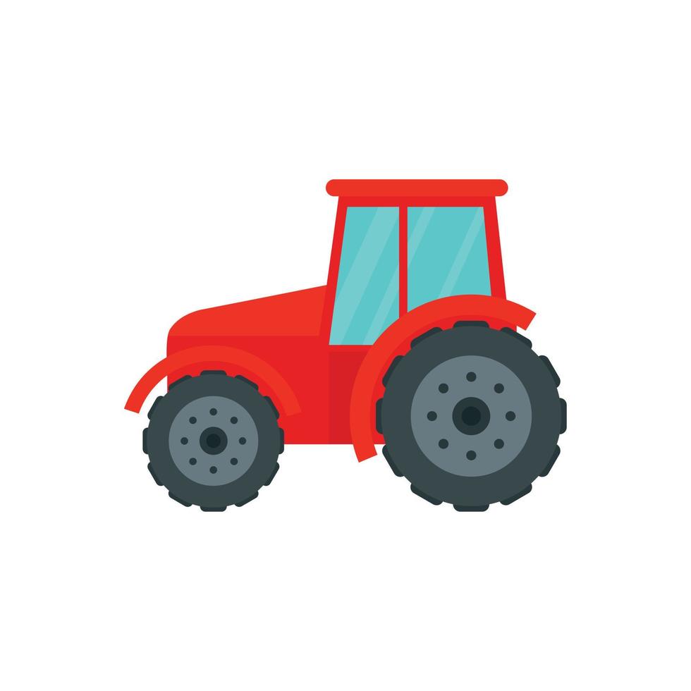 Farm tractor icon, flat style vector