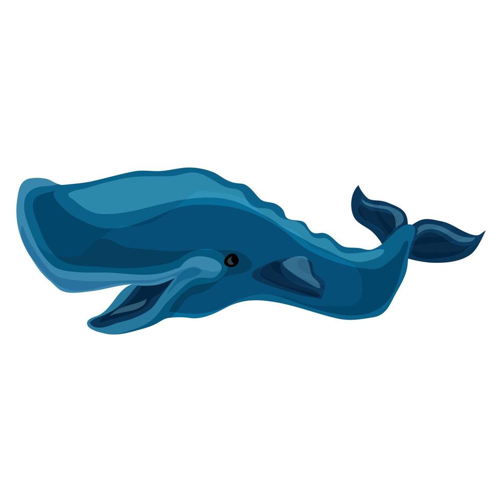 Blue whale icon, cartoon style vector