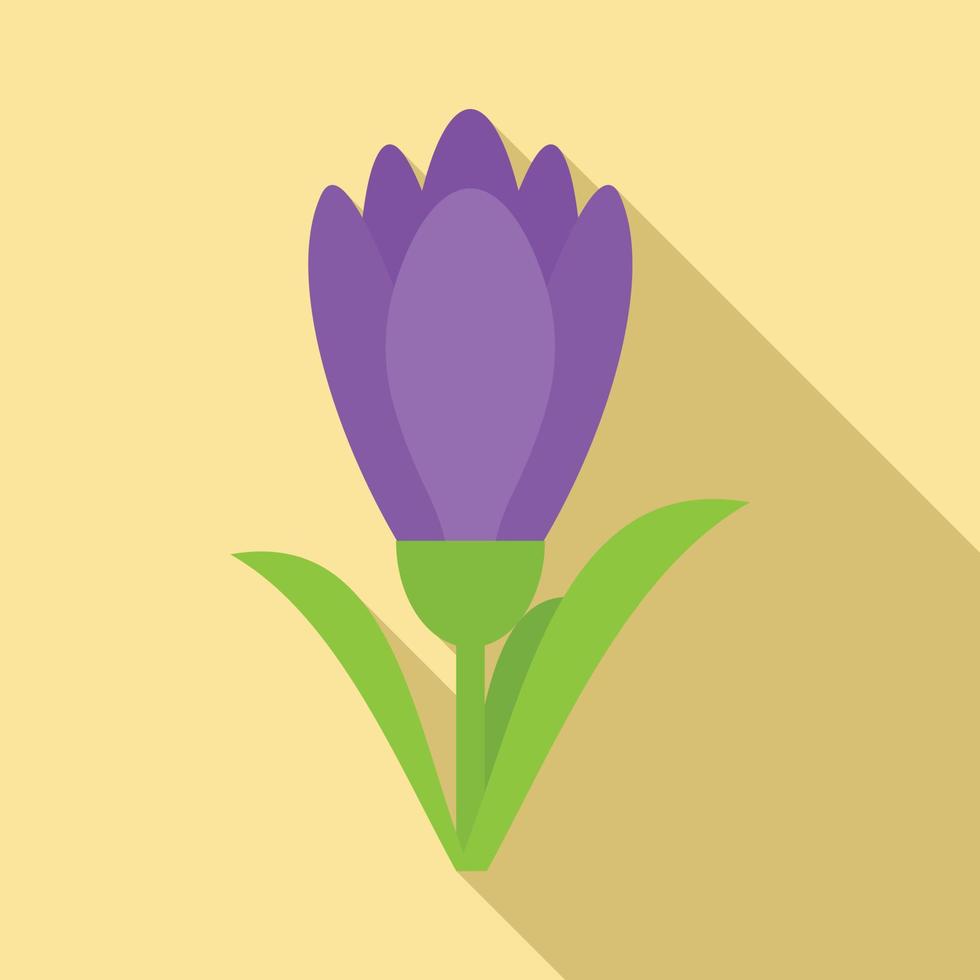 Blossom crocus icon, flat style vector