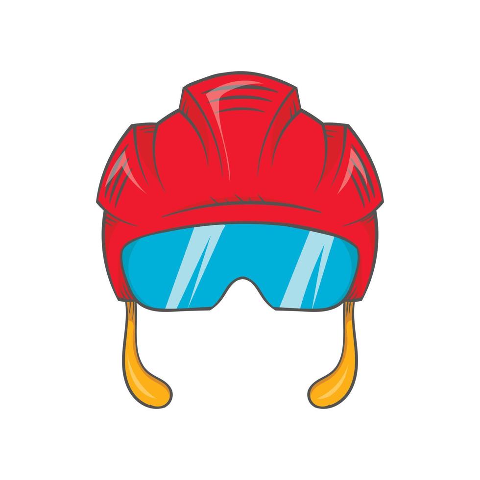 icono de casco de hockey rojo con visera de vidrio vector