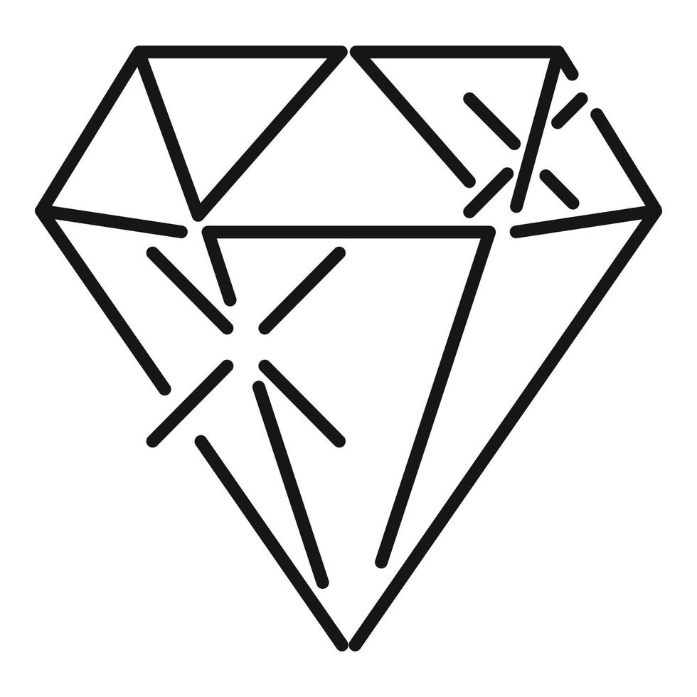 icono de diamante brillante, estilo de contorno vector